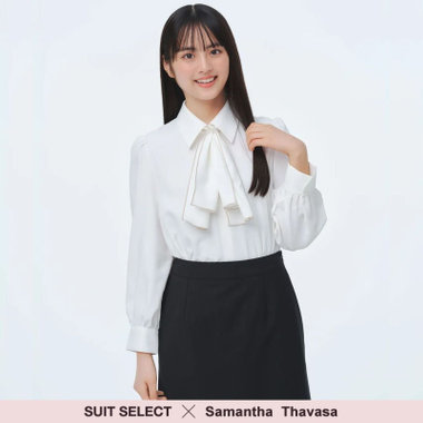【SUIT SELECT×Samantha Thavasa】【長袖】2WAYボウタイブラウス/ベージュ