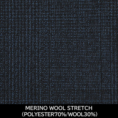 【国内縫製】【MEN'S】【パターンオーダー】【SKINNY】【春夏】スーツ/ネイビー×チェック/MERINO WOOL STRETCH (POLYESTER70%/WOOL30%)