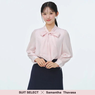 【SUIT SELECT×Samantha Thavasa】【長袖】リボンブラウス/ピンク