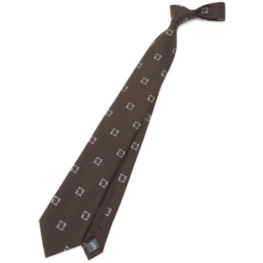 【SILVER LINE】シルク小紋ネクタイ 8.0cm幅/ブラウン
