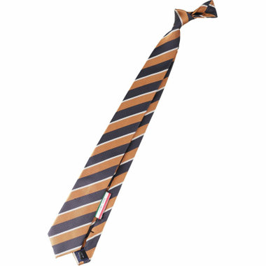 【WEB限定/OUTLET】【BL】シルクストライプネクタイ 7.0cm幅/ゴールドブラウン×ネイビー×ホワイト/ITALIAN FABRICS