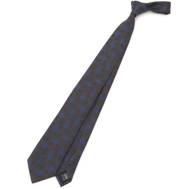 【BLACK LINE】シルクブレンドペイズリーネクタイ 7.5cm幅/ブラウングレー