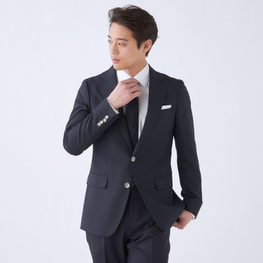 【CLASSICO TAPERED】【年間】ウールブレンド2釦ジャケット/ネイビー×ソリッド+メタル釦