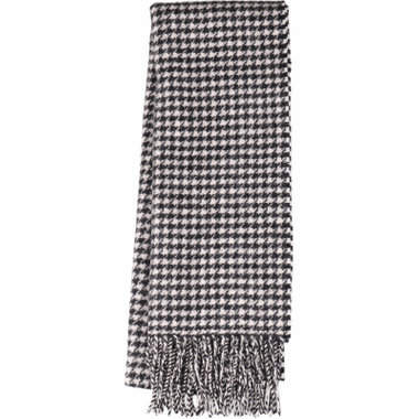 【WEB限定/OUTLET】カシミヤブレンドマフラー/ブラック＆ホワイト×ハウンドトゥース/31cm×160cm