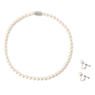 【淡水貝でつくった純正国産パール】ネックレス＆イヤリングセット