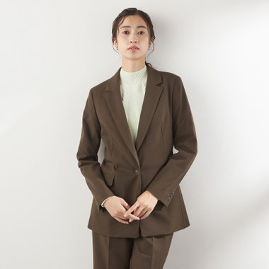 【RELAX WIDE】【秋冬】 1釦シングルジャケットワイドパンツスーツ/ブラウン/4S SUSTAINABILITY&ECOLOGY FABRIC/※パンツ裾上げ済仕様