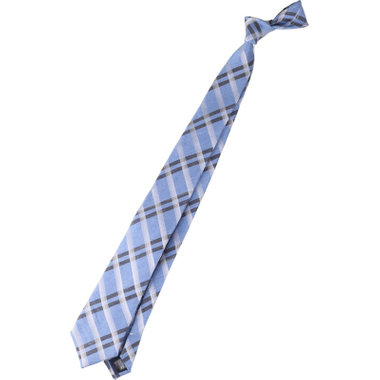 【発送在庫あり】【BL】リネンシルクチェックネクタイ 7.5cm幅/ブルー×ブラック×ホワイト/ITALIAN FABRICS