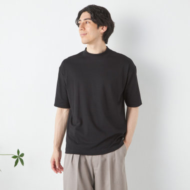 【RBC/五分袖】プレミアムコットンTシャツ / モックネック / ブラック