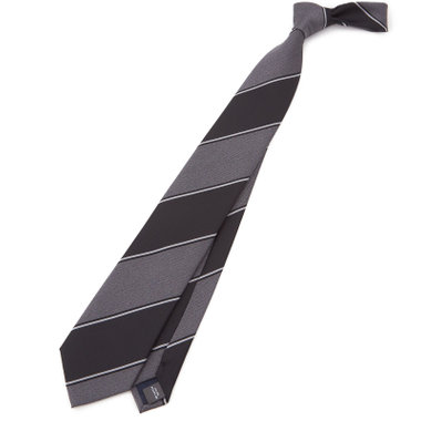 【SILVER LINE】シルクブレンドストライプネクタイ 8.0cm幅/グレー×ブラック
