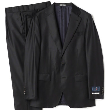 【先行予約】【CLASSICO TAPERED】【秋冬】2釦シングルスーツ 1タック/ブラック×ソリッド/ウエストムーブ/ Ermenegildo Zegna TREFEO /※裾上げ必要