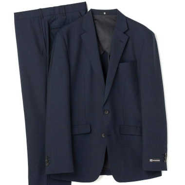 【SLIM TAPERED】【BLACK LINE】【春夏】2釦シングルスーツ/ネイビー/ウエストムーブ/NZ WOOL Super170's/SHOWER CLEAN/※パンツ裾上げ済仕様