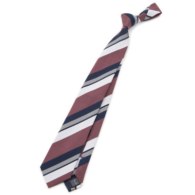 【BLACK LINE】シルクブレンドストライプネクタイ 7.5cm幅/ワイン×ネイビー