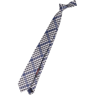 【WEB限定/OUTLET】【BL】シルクコットンチェックネクタイ 7.0cm幅/ネイビー×ホワイト×ブラック/JAPAN MADE