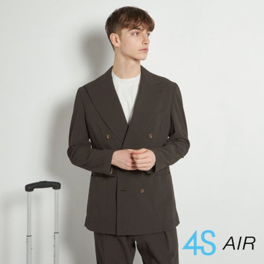 【RBC】【春夏】6釦2掛けダブルジャケット/ブラウン×サッカー/パッチポケット/4S AIR