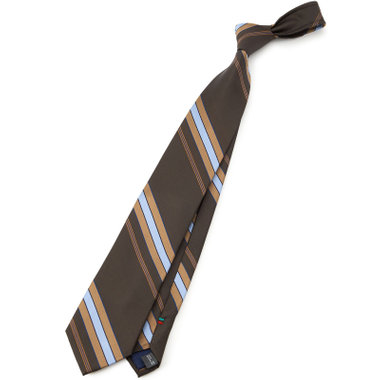  【SILVER LINE】シルクブレンドストライプネクタイ 8.０cm幅/ブラウン