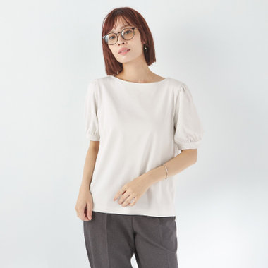 【SILVER LINE/5分袖】パフスリーブカットソー/ベージュ