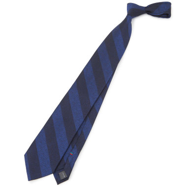 【SILVER LINE】シルクストライプネクタイ 8.0cm幅/ブルー×ネイビー
