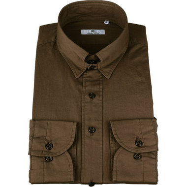 【WEB限定/OUTLET/汚れ・キズ等有】【CLASSICO TAPERED】タブカラードレスワイシャツ/ブラウン×ソリッド