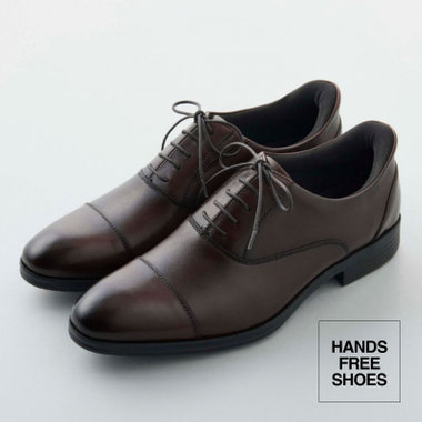 【発送在庫あり】靴べら不要！ハンズフリー仕様/ストレートチップ/ダークブラウン（28cm・29㎝）