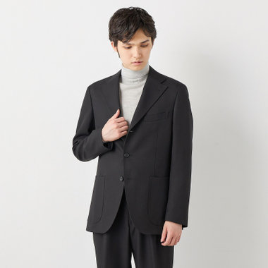 【RBC CLASSICO WIDE】【秋冬】段返り3釦ジャケット 2タックパンツ /ブラック×ソリッド /ドローコード＆ウエストシャーリング仕様 /ウォッシャブル ※裾上げ必要