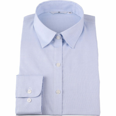 【WEB限定/OUTLET】【SL/長袖】レギュラーカラーブラウス/ブルー×ソリッド