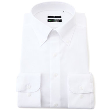 【発送在庫あり】【BLACK LINE】ボタンダウンワイシャツ/ホワイト×ドビー/「4S COTTON」スーパーノンアイロン・ストレッチ