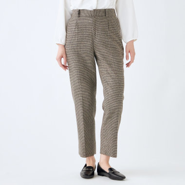 【RELAX TAPERED】【秋冬】パンツ/ブラウン×ハウンドトゥース/ウエストシャーリング/RE:NEWOOL/※裾上げ済み仕様