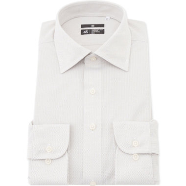 【発送在庫あり】【BL】ワイドカラーワイシャツ/ベージュ×ドビー/「4S」スーパーノンアイロン・ストレッチ