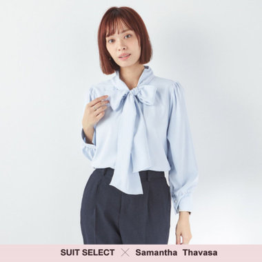 SUIT SELECT×Samantha Thavasa】【長袖】前後2WAYボウタイブラウス