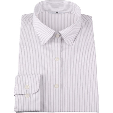 【WEB限定/OUTLET】【SL/長袖】レギュラーカラーブラウス/ホワイト×ストライプ