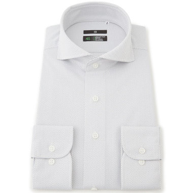 【BLACK LINE】ホリゾンタルワイドカラーワイシャツ/グレー×ドビーツイル/「4S」スーパーノンアイロン・ストレッチ/Oil guard