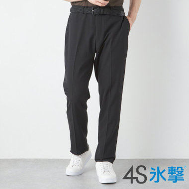 【SLIM TAPERED】【春夏】ノータックテーパードパンツ/ブラック×バーズアイ/「FREEZETECH 氷撃」冷感PRINT/4S SUSTAINABILITY&ECOLOGY FABRIC「ウォッシャブル」「ストレッチ」/※裾上げ済み仕様