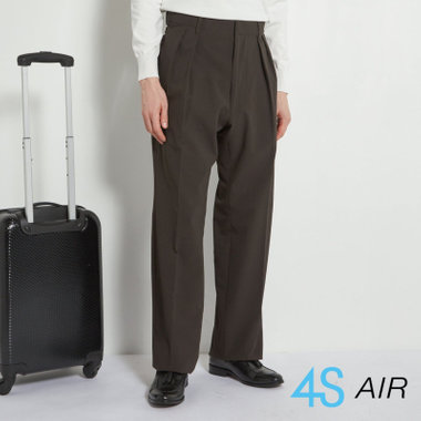 【RBC】【春夏】2タックパンツ/ブラウン×サッカー/サイド尾錠/4S AIR/※裾上げ必要