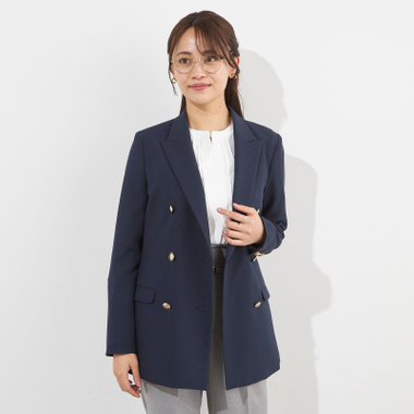 【SILVER LINE】【春夏】6釦2掛けダブルブレザー/4S SUSTAINABILITY&ECOLOGY FABRIC/ネイビー×メタル釦