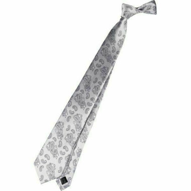 【SILVER LINE】シルクペイズリー 慶事対応 ネクタイ 8.0cm幅/シルバー×ネイビー