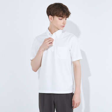 【WEB限定/OUTLET/汚れ・キズ等有】【RBC/五分袖】ボタンダウンビズポロシャツ プルオーバータイプ/ホワイト/4S コットンブレンド