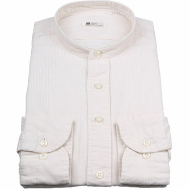 【WEB限定/OUTLET/汚れ・キズ等有】【CLASSICO TAPERED】バンドカラードレスワイシャツ/アイボリー×コーデュロイ
