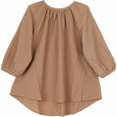 【WEB限定/OUTLET】【SL/7分袖】ギャザークルーネックデザイン/ブラウン