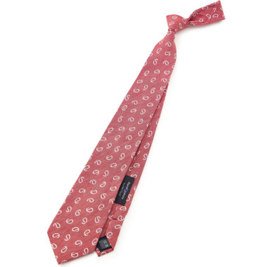 【SILVER LINE】シルクリネンペイズリーネクタイ 8.5cm幅/ワイン/Finest fabrics by COMO ITALY