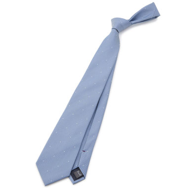 BLACK LINE】シルクブレンドドットネクタイ 7.5cm幅/ブルー（B26SA