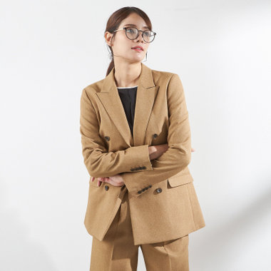 【SILVER LINE】【【秋冬】6釦2掛けダブルワイドパンツスーツ/ブラウン/ウエスト内側アジャスター/ウォッシャブル/4S SUSTAINABILITY&ECOLOGY FABRIC/※裾上げ済み仕様