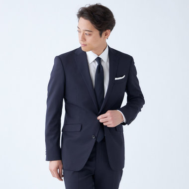 【WEB限定/OUTLET/汚れ・キズ等有】【KSW】【年間】2釦シングルスーツ 0タック/ネイビー/ウエストシャーリング/ウォッシャブル/MOVING STRETCH/※裾上げ必要