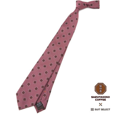 【SILVER LINE】シルク小紋ネクタイ 8.5cm幅/ピンク/SARUTAHIKO COFFEE