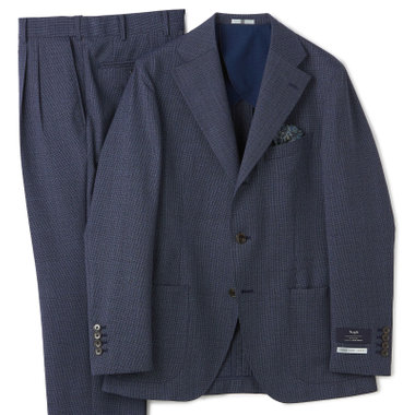 【CLASSICO TAPERED】【春夏】3釦段返りシングルスーツ 2タック/ネイビー/パッチポケット/ウエストムーブ/MARZOTTO/※裾上げ必要