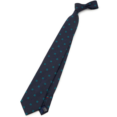 【SILVER LINE】シルクブレンドペイズリーネクタイ 8.5cm幅/ダークネイビー