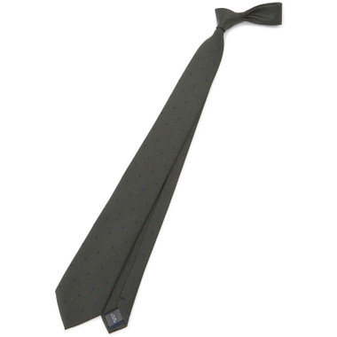 【BLACK LINE】シルクブレンドドットネクタイ 7.5cm幅/グリーン