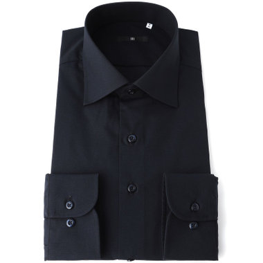 【発送在庫あり】【BLACK LINE】【形態安定】ワイドカラードレスワイシャツ/ネイビー