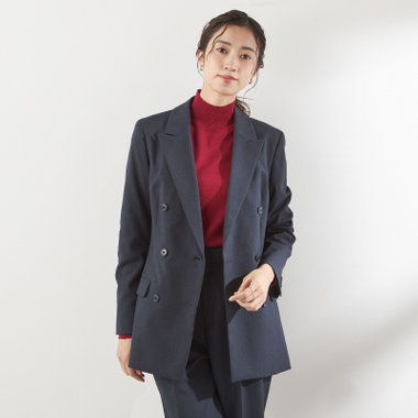 【RELAX WIDE】【秋冬】 ダブルジャケットワイドパンツスーツ/ネイビー/4S SUSTAINABILITY&ECOLOGY FABRIC/※パンツ裾上げ済仕様