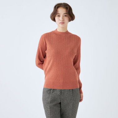 【SL】【秋冬】 ハイネック ニットセーター/オレンジ/マシンウォッシャブル