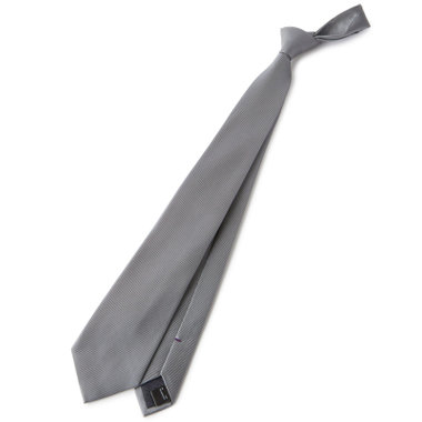 【BLACK LINE】シルクブレンドソリッド系ネクタイ 7.5cm幅/グレー